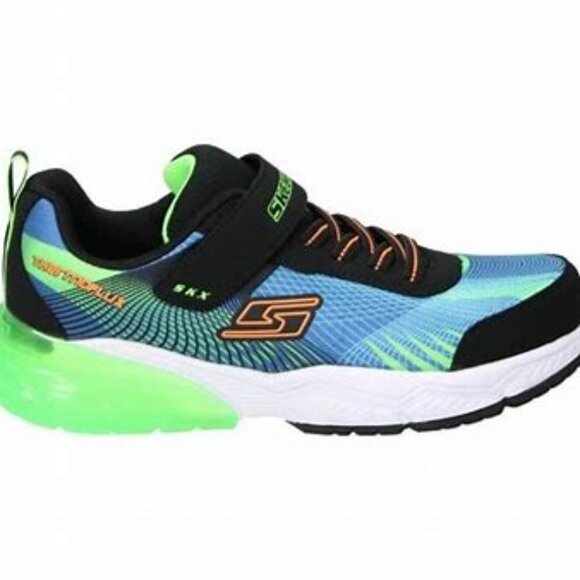 Skechers little boys size 12 Blue and Green Athletic Sneakers with Mesh Upper - Picture 1 of 6